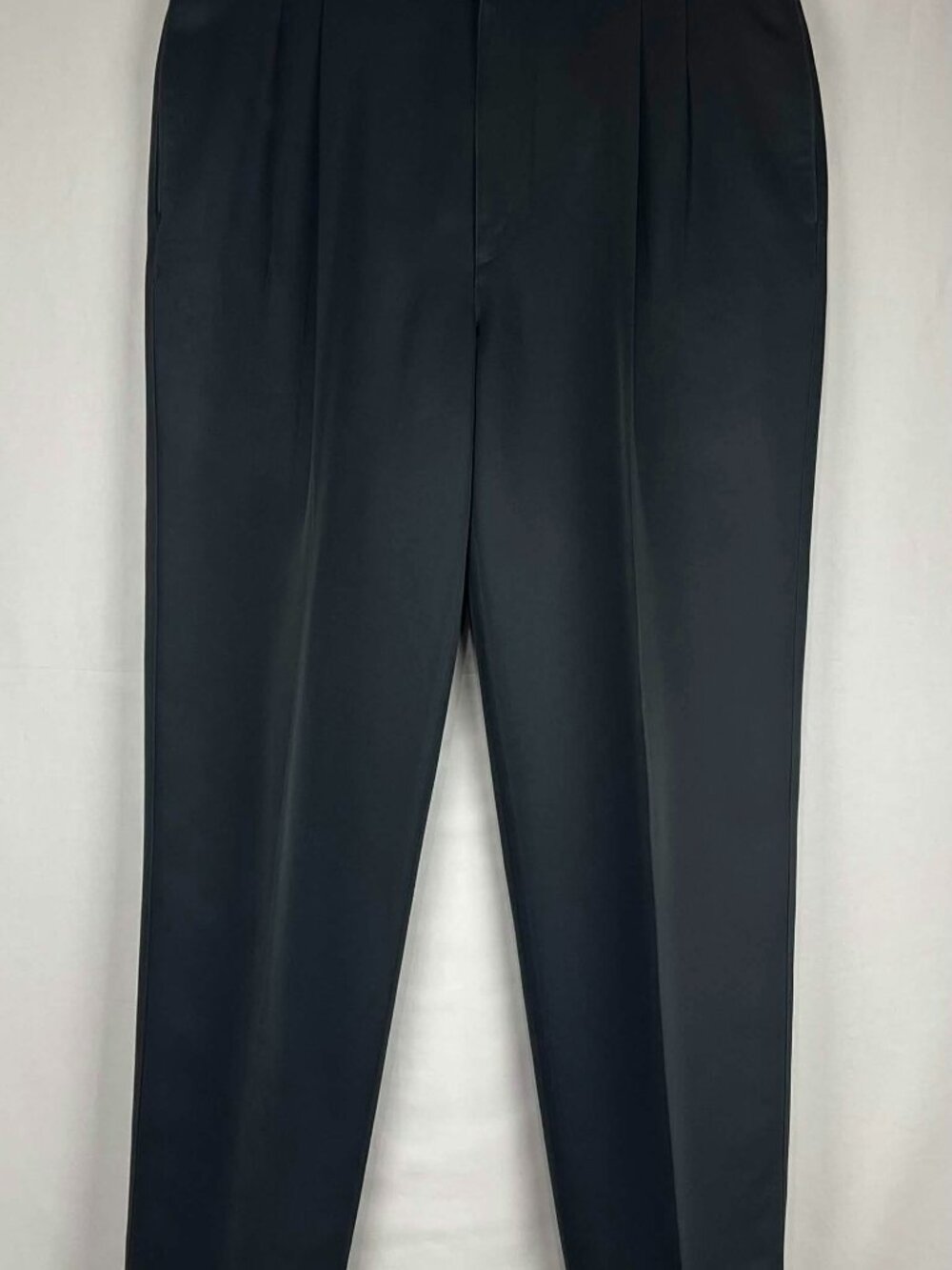 EUC Savane Pants Mens Black Pleated Cuffed Silkworks Dress Trouse 36x34